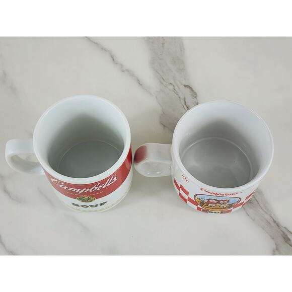 Campbell's Soup Cup Coffee Mug Teacup 10oz 8oz Porcelain 2000 Kids x2 Vintage - Picture 10 of 16